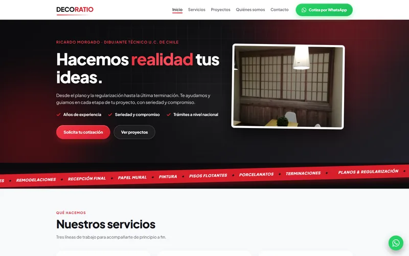 Portada de la página de Decoratio Construcciones